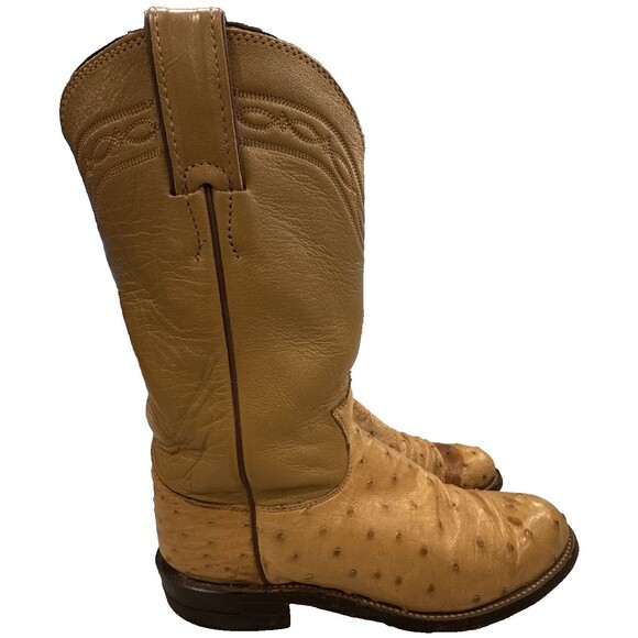 Men’s Justin Tan Ostrich Roper Boots SZ 6 - Picture 6 of 9